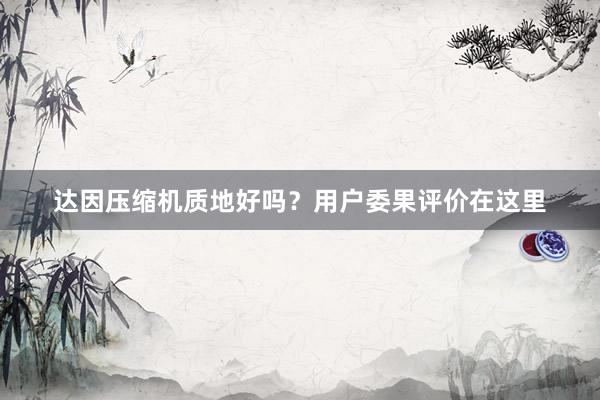 达因压缩机质地好吗？用户委果评价在这里